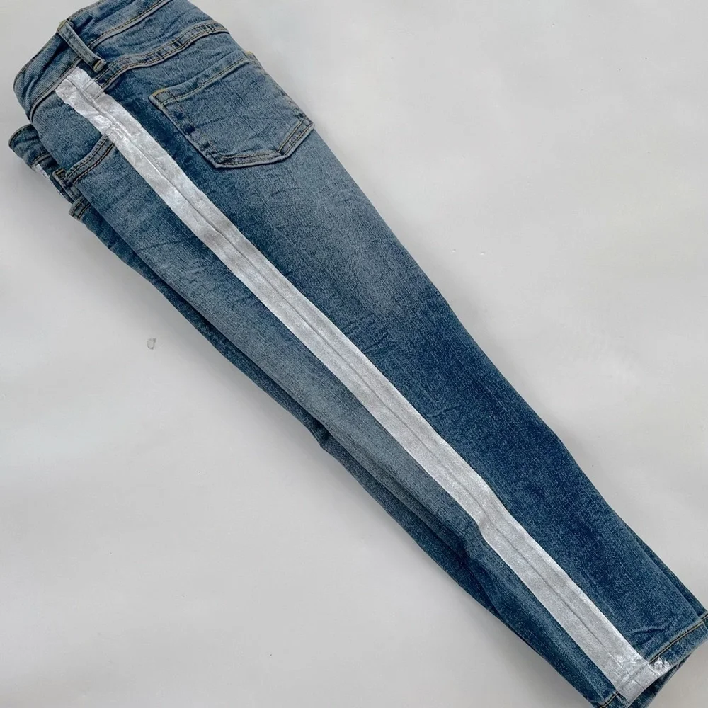 Gymboree Girls Silver Striped Skinny Jeans Size 5 New with Tags NWT